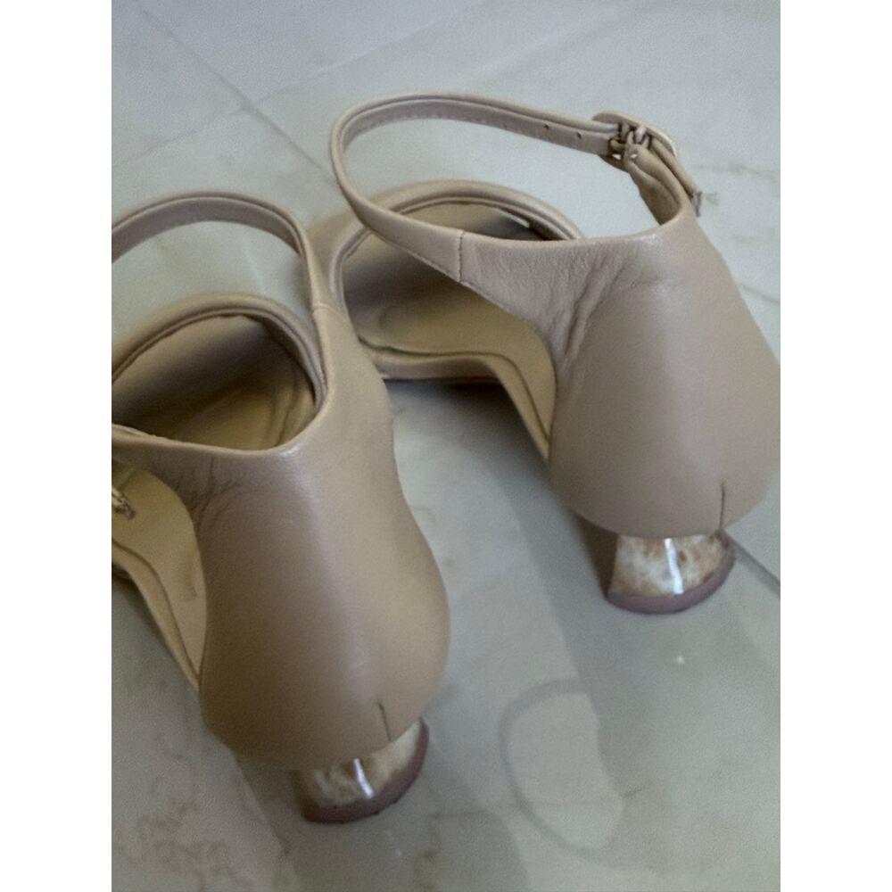 VINCE nude tan leather kitten heel marble Pepa mod minimalist 90s style sandals - Picture 7 of 13